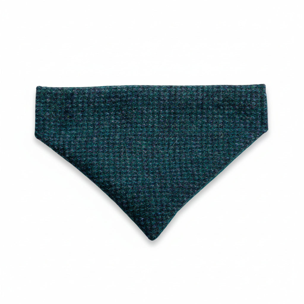 Teal and blue Harris Tweed dog bandana