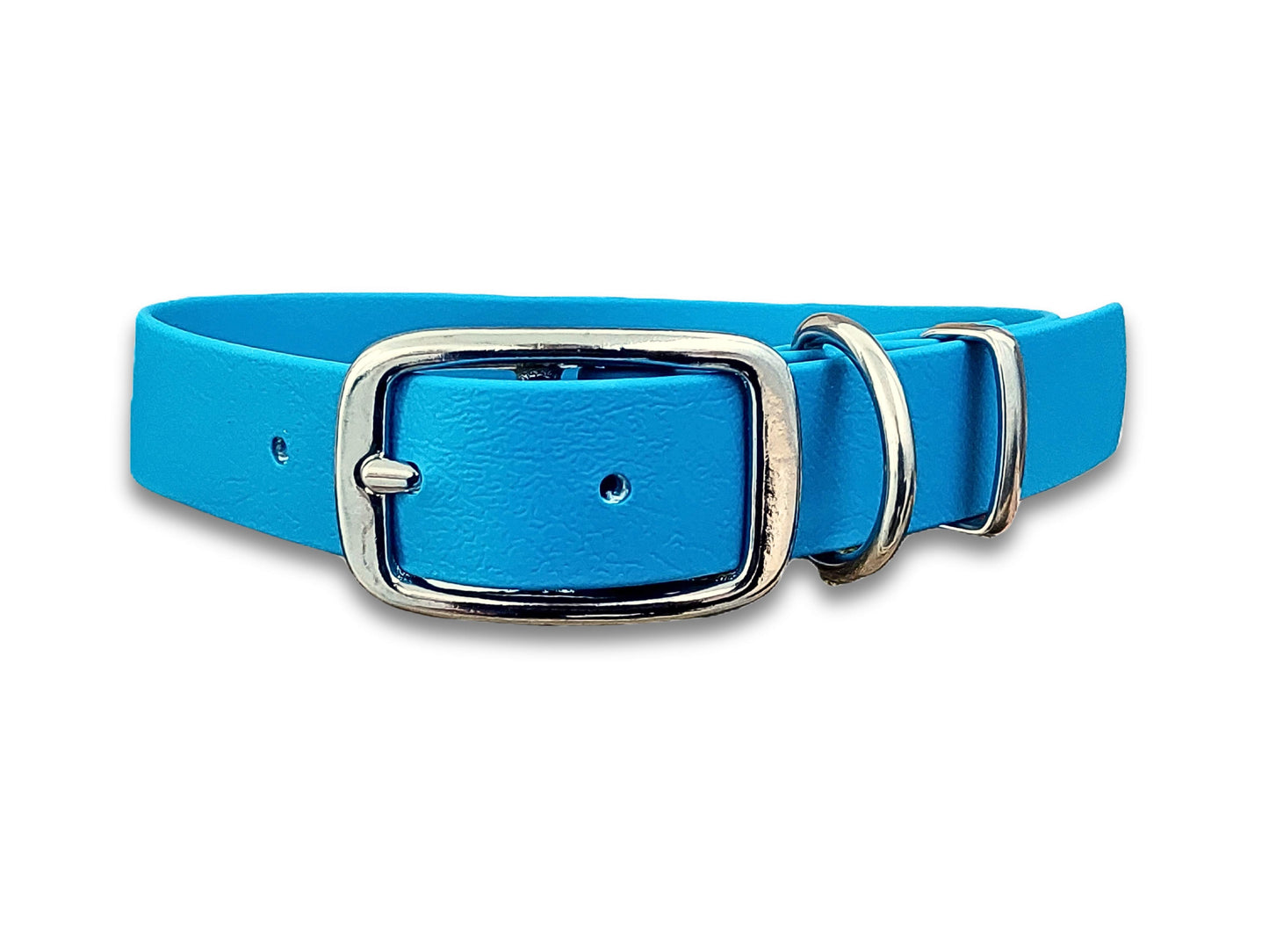 Turquoise waterproof Biothane dog collar – odour-free, flexible and perfect for outdoor dogs – by Collared Creatures