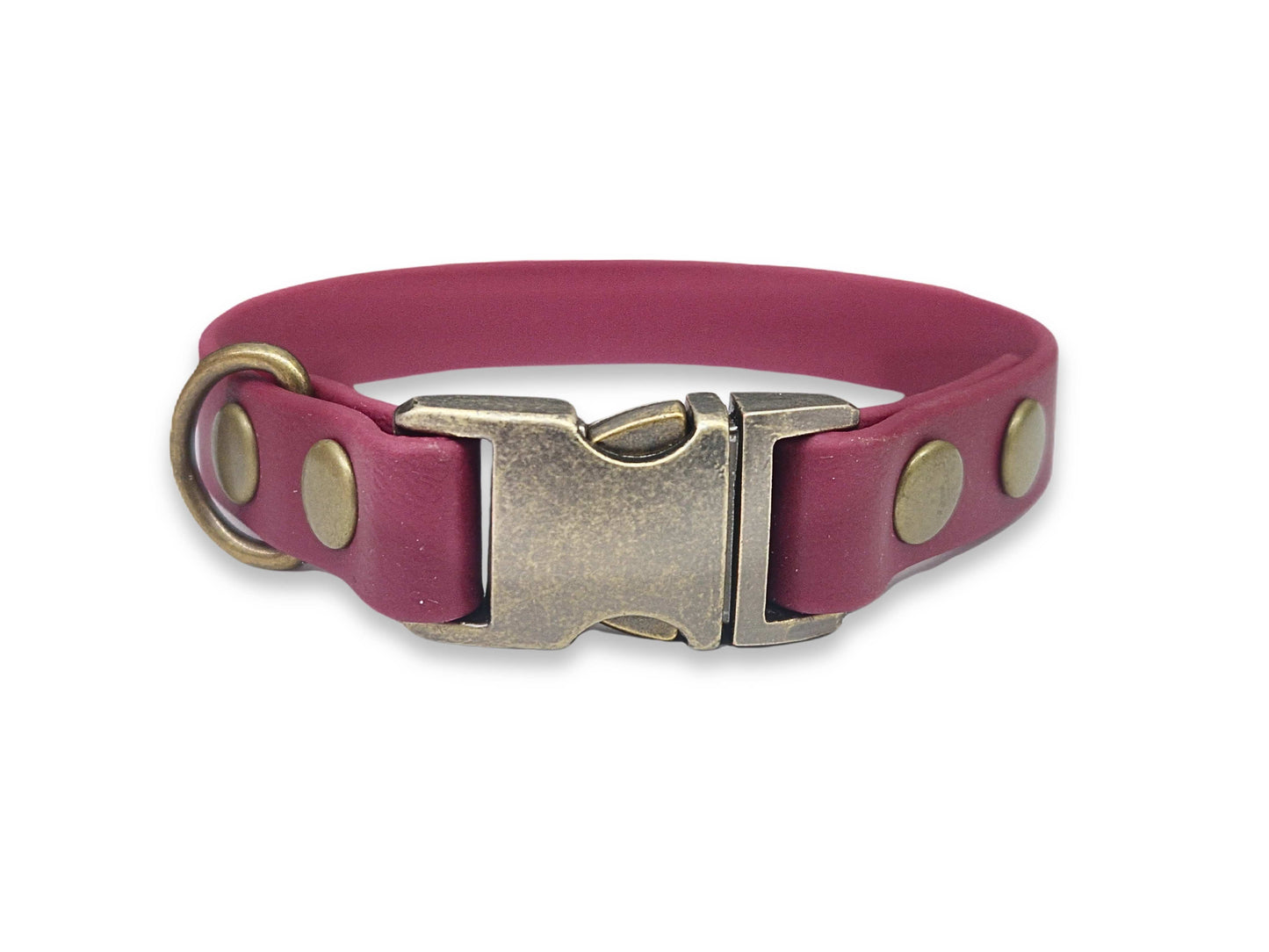 Wine red Biothane dog collar for small dogs – waterproof, elegant, and easy to wipe clean