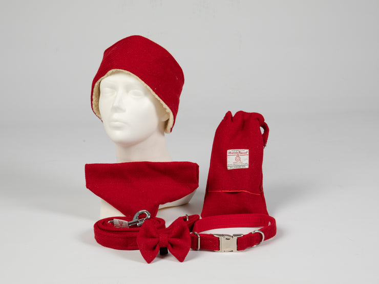 Collared Creatures Simply Red  Harris Tweed Luxury Dog Accessories Collection