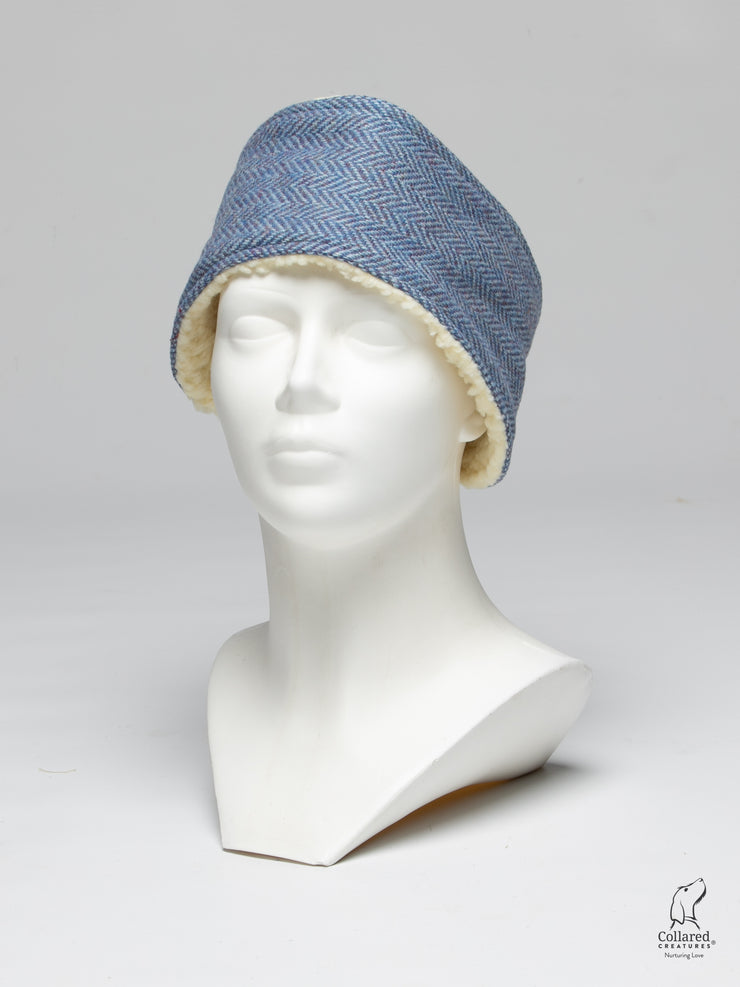 Collared Creatures Blue Herringbone Harris Tweed Ladies Headband