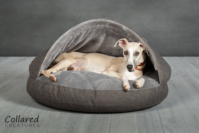 All Sizes of Grey and Tweed Classic Dog Cave Bed back in stock