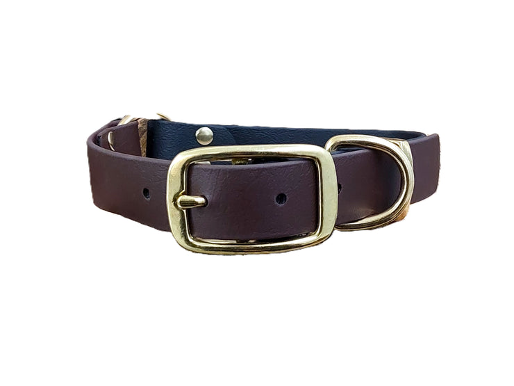 Collared Creatures&nbsp;Black &amp; Dark Brown Multicolour Waterproof Biothane Buckle Dog Collar Handmade in Yorkshire
