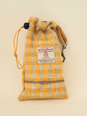 Collared Creatures, Sunflower Check Buckle Fastening Harris Tweed Luxury Dog Treat Bag