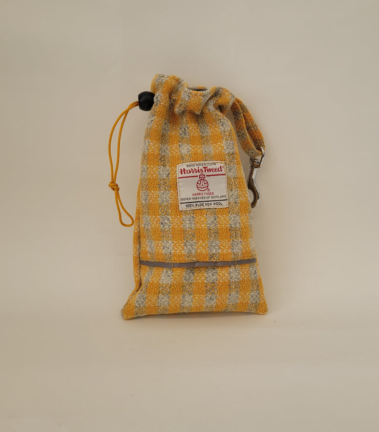 Collared Creatures Sunflower Check Harris Tweed Luxury Dog Treat Bag