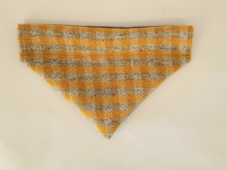 Collared Creatures, Sunflower Check Buckle Fastening Harris Tweed Luxury Dog Bandana