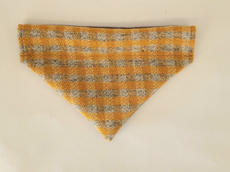 Collared Creatures Sunflower Check Harris Tweed Luxury Dog Bandana