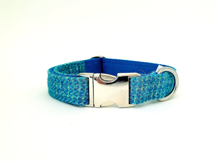 Turquoise Fleck Harris Tweed Luxury Dog Collar/collared creatures