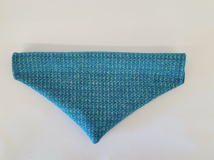 Turquoise Fleck Luxury Harris Tweed Dog Bandana