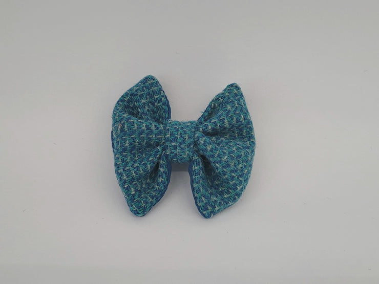 Turquoise Fleck-Buckle Fastening Luxury Harris Tweed Dog Collar