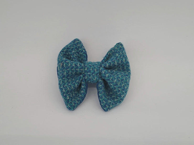Turquoise Fleck Luxury Harris Tweed Dog Bow Tie