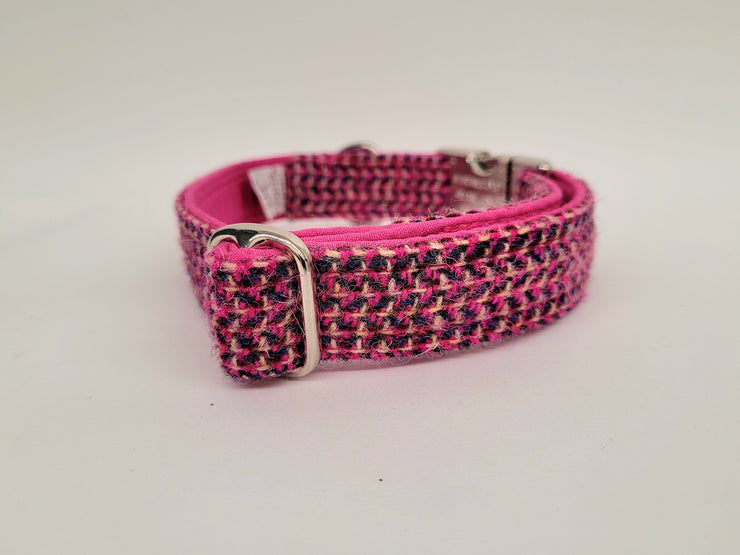 Pink Paradise Luxury Harris Tweed Dog Collar