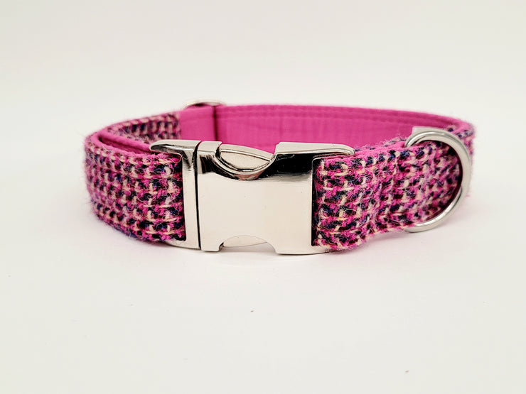 Pink Paradise Luxury Harris Tweed Dog Collar/collaredcreatures