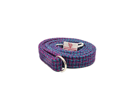 Magenta, Violet & Teal Houndstooth Luxury Harris Tweed Dog Lead