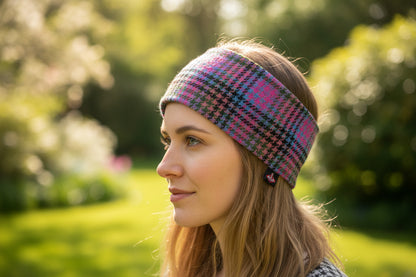 Kaleidoscope Houndstooth Tweed Headband/collared creatures