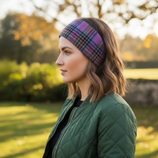 Kaleidoscope Houndstooth check Ladies Harris Tweed Headband