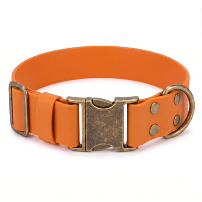 38 mm wide biothane dog collar with quick release clasp for large breeds on white background burnt orange