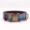 Extra Wide 38mm - Burgundy and Blue Check Harris Tweed Dog Collar
