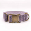 Extra Wide 38mm - Flieder & Blau Fischgräten Harris Tweed Hundehalsband