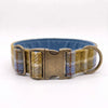 Extra Wide 38mm - Mustard & Blue Check Harris Tweed Dog Collar
