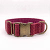 Extra Wide 38mm - Raspberry & Coral Harris Tweed Dog Collar