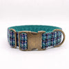 Extra Wide 38mm - Teal, Lilac & Black Harris Tweed Dog Collar
