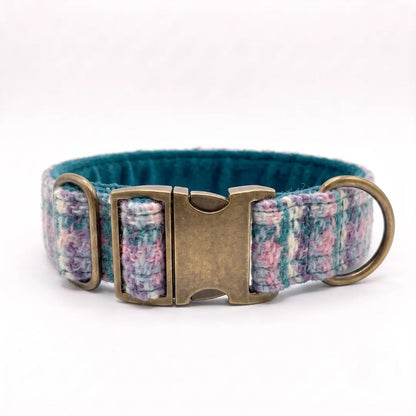 Extra Wide 38mm - Wisteria Houndstooth Tweed Dog Collar