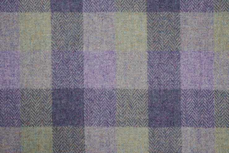 Lavender Block Check -Buckle Fastening Luxury Harris Tweed Dog Collar
