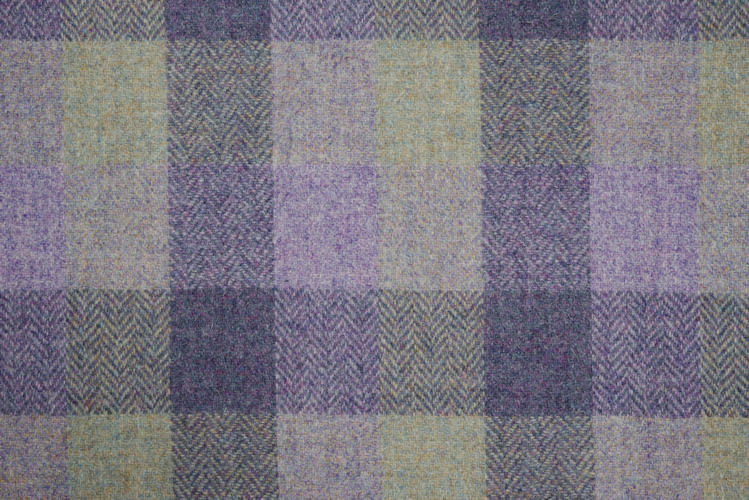 Extra Wide 38mm - Lavender Block Check Harris Tweed Dog Collar