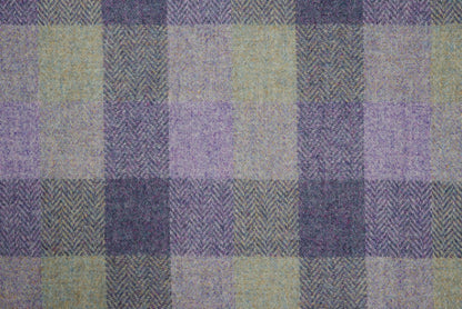 Extra Wide 38mm - Lavender Block Check Harris Tweed Dog Collar
