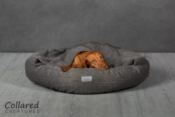 Grey Classic Comfort Cocoon Dog Bed (cushion base)