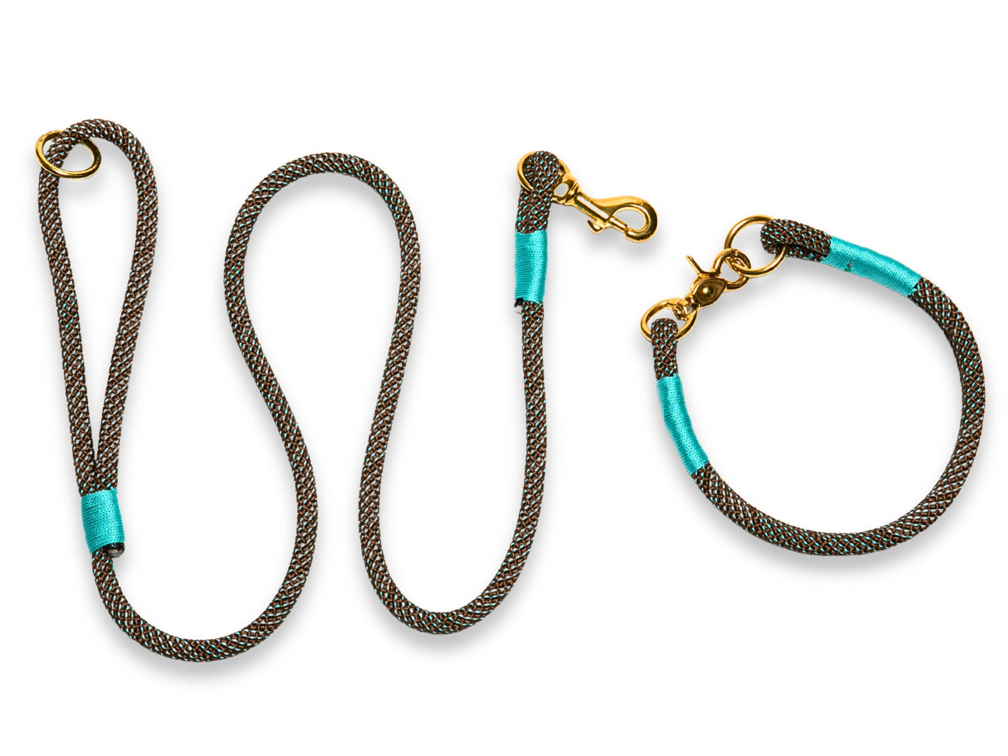A Touch of Turquoise Handmade Rope Dog Collar with Whipping by Collared Creatures. Luxury Rope Dog Collar Made in the UK with Matching Rope Dog Leash.