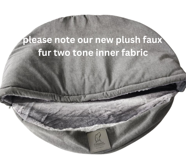 Grey Luxury Dog Cave Bed With Removable Firm Hood