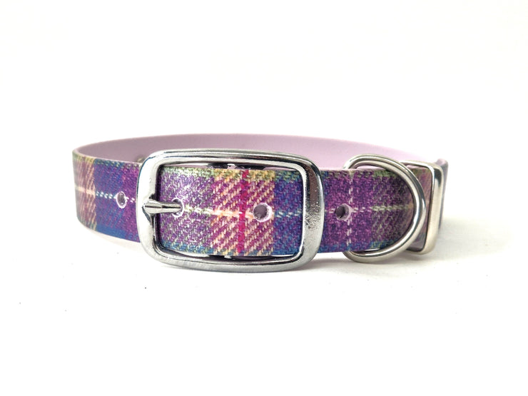 Touch of Lilac Tweed Printed Waterproof Biothane Dog Collar