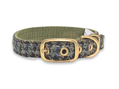 Autumnal houndstooth Luxury Harris Tweed Dog Collar by Collared Creatures - Luxury Handmade Tweed Dog Collar with Buckle, Unique & Stylish, Available in Multiple Sizes. Designed and Made in the UK.