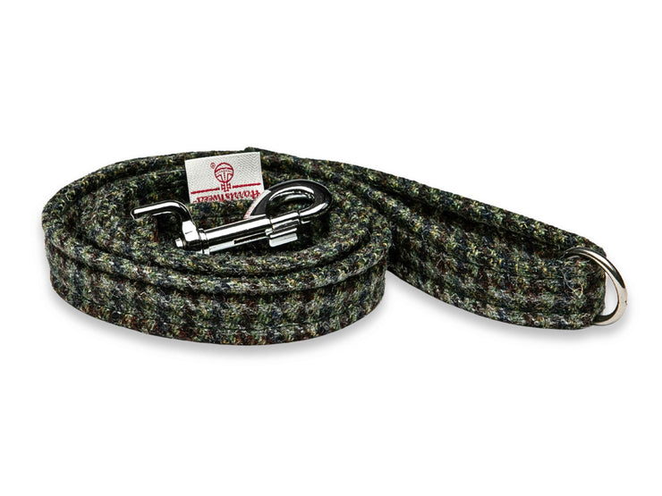 Collared Creatures Autumn Houndstooth Harris Tweed Luxury Dog Lead. Handmade in the UK. Durable & Stylish. Heritage Design.