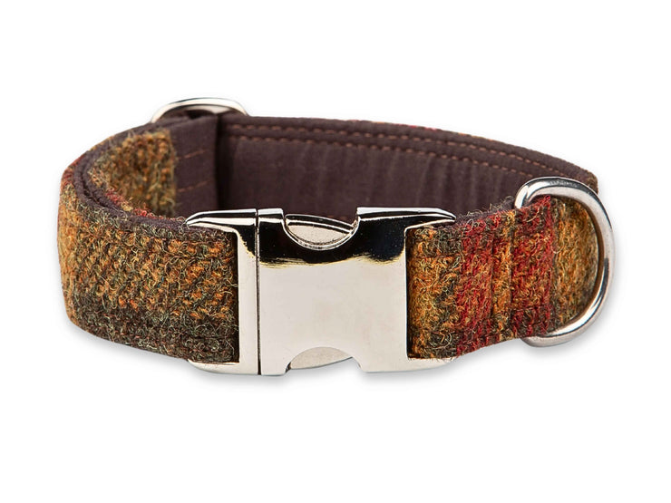 Autumnal Check Luxury Harris Tweed Dog Collar by Collared Creatures
