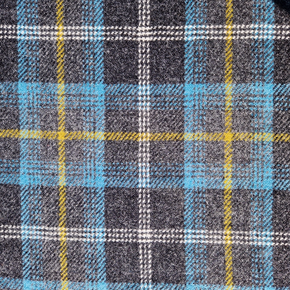 Blue & Grey Check Luxury Harris Tweed Dog Collar