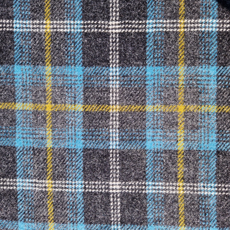 Blue & Grey Check-Buckle Fastening Luxury Harris Tweed Dog Collar