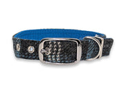 Blue and Grey Check Luxury Harris Tweed Dog Collar by Collared Creatures - Bespoke Handmade Tweed Buckle Dog Collar, Durable & Trendy, Available in Multiple Sizes