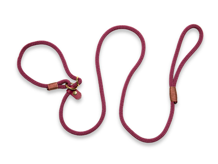 Bordeaux UK Handmade Rope Slip or Clip Dog Lead by Collared Creatures. Luxury, Stylish & Durable Rope Dog Leash in Maroon with Bespoke Colour Options Available.