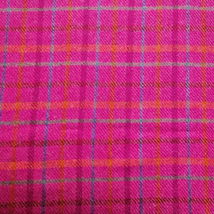 Cerise Check Harris Tweed Dog Collar