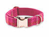 Cerise Check Harris Tweed Dog Collar