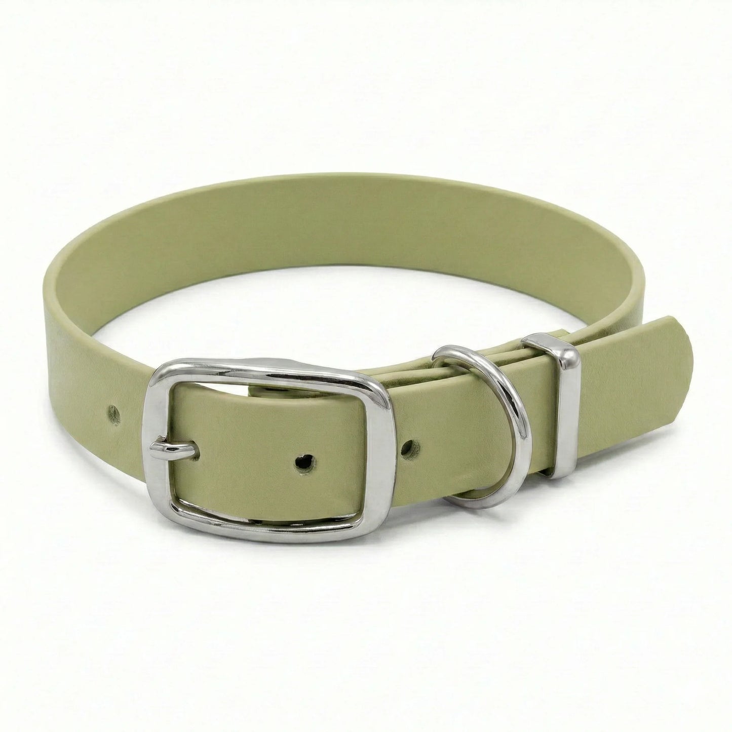 collared creatures guacamole green biothane buckle collar on white background