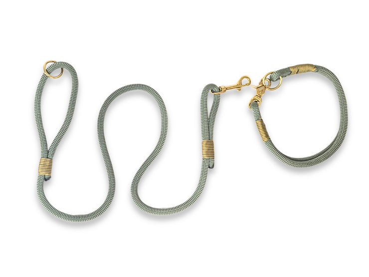 Country Green Handmade Rope Dog Collar with Whipping. Made by Collared Creatures in the UK. Highest Quality Stylish & Durable Dog Leash with Matching Collar.