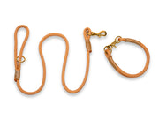 Golden Copper Handmade Rope Dog Collar with Whipping. Luxury Designer Rope Dog Collar Handmade  in the UK. Matching Rope Dog Leash Aailable.