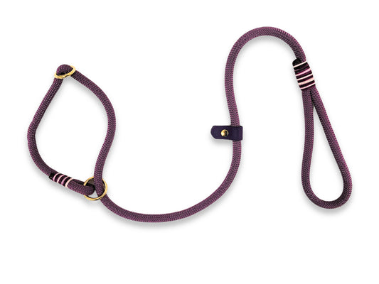UK Handmade Rope Slip or Clip Dog Lead in Marvellous Mauve. Mauve Rope Dog Leash by Collared Creatures. Stylish & Durable Design with Bespoke Colour Options.