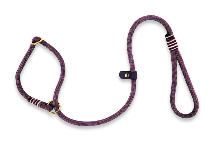 UK Handmade Rope Slip or Clip Dog Lead in Marvellous Mauve. Mauve Rope Dog Leash by Collared Creatures. Stylish & Durable Design with Bespoke Colour Options.