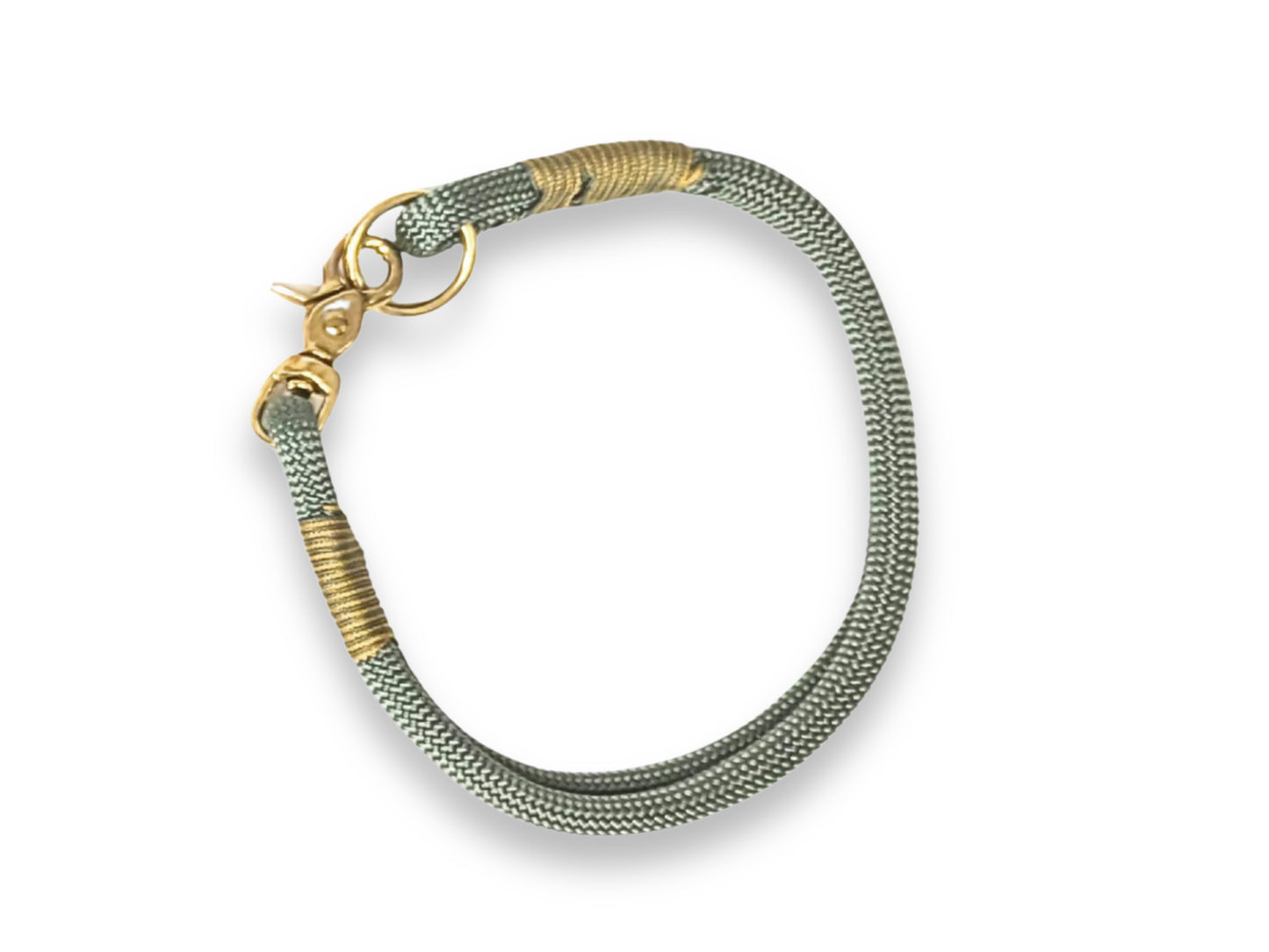 Country-green country-style rope dog collar, 8 mm weather-proof PPM cord, brass hardware, hand-spliced & whipped, durable handmade pet accessory