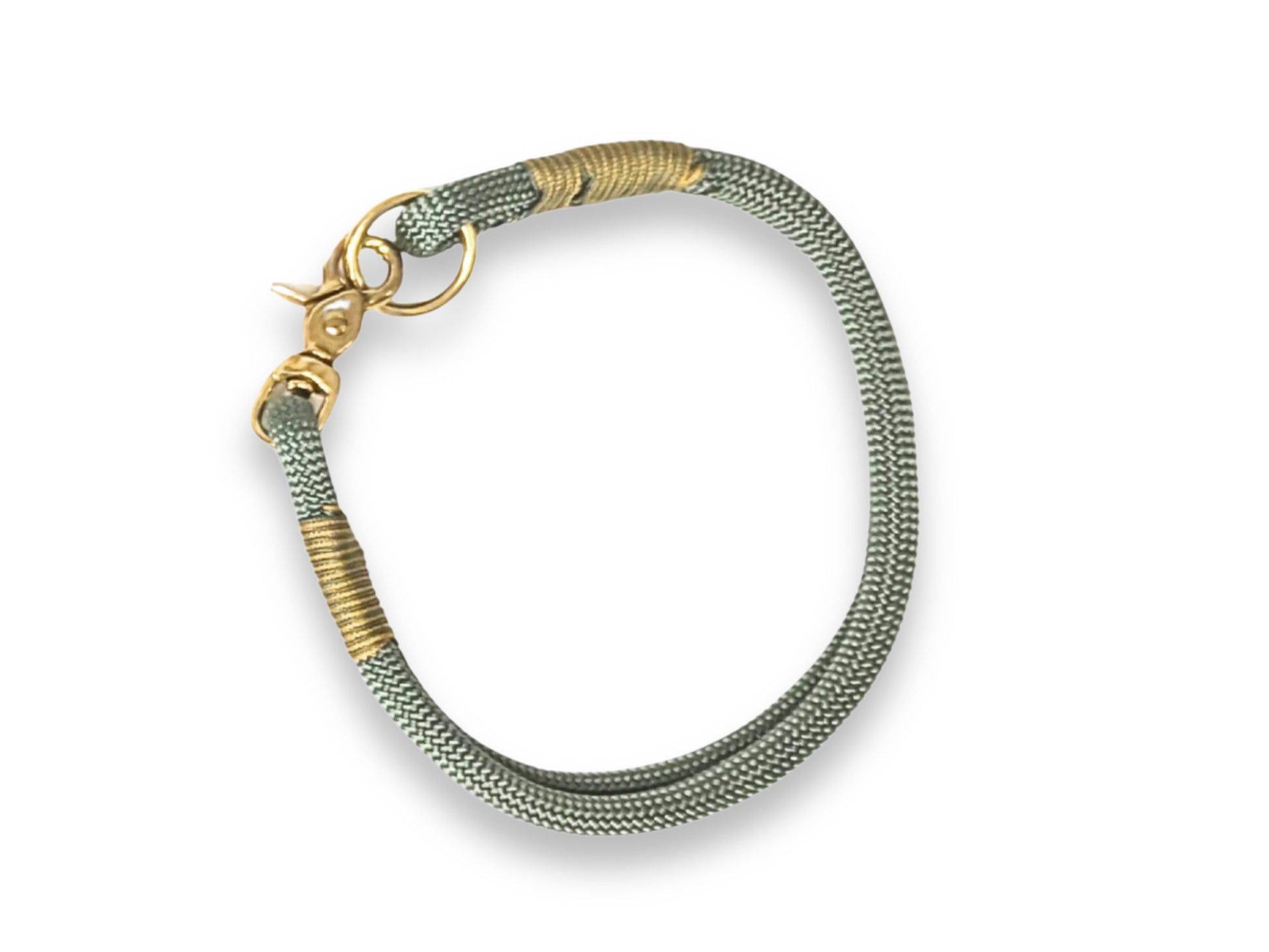 Country-green country-style rope dog collar, 8 mm weather-proof PPM cord, brass hardware, hand-spliced & whipped, durable handmade pet accessory